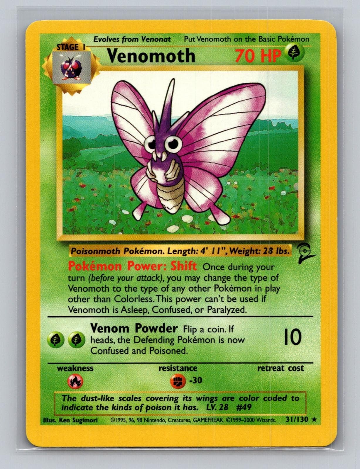 Venomoth 31/130 Rare Base Set 2 Pokemon Lightly Played