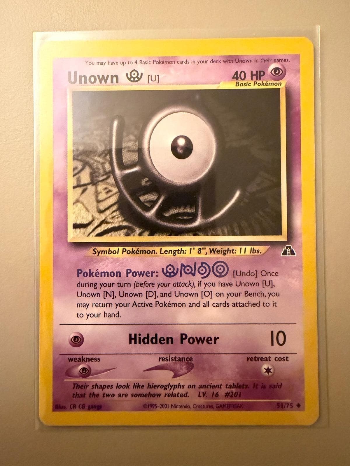 Unown [U] 51/75 Uncommon Neo Discovery Pokemon Unlimited Lightly Played