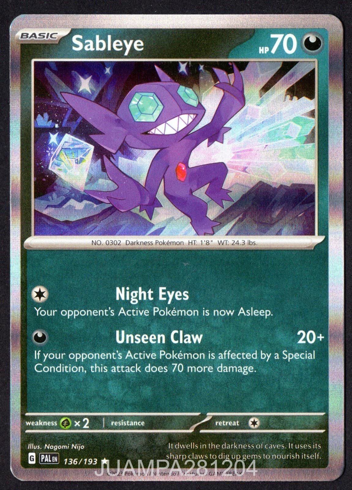 SABLEYE 136/193 EVOLUCIONES EN PALDEA CROMO POKEMON EVOLVED 2023 TCG