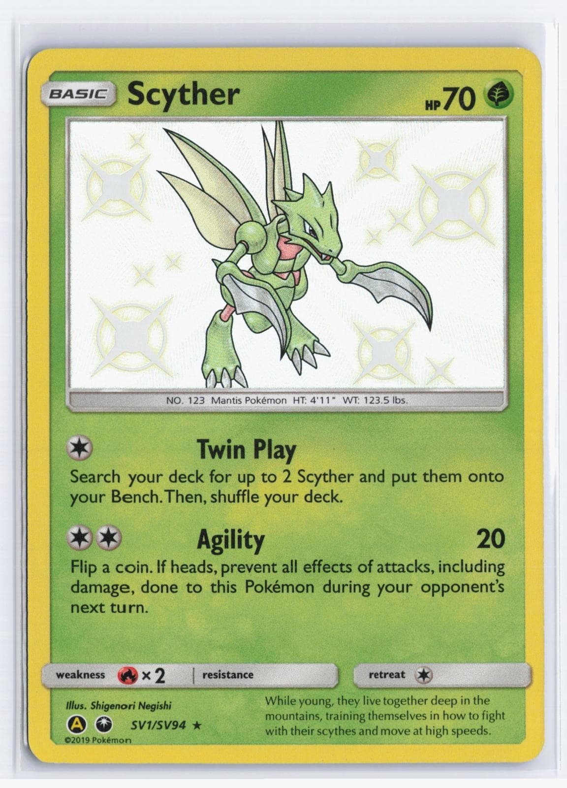Scyther SV1/SV94 Shiny Rare Hidden Fates Shiny Vault Pokemon Holo Near Mint
