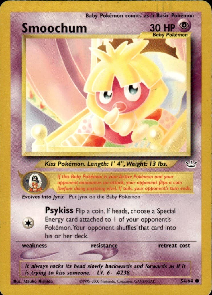 Smoochum Common Neo Revelation 54/64 Psychic Unlimited Pokemon Card