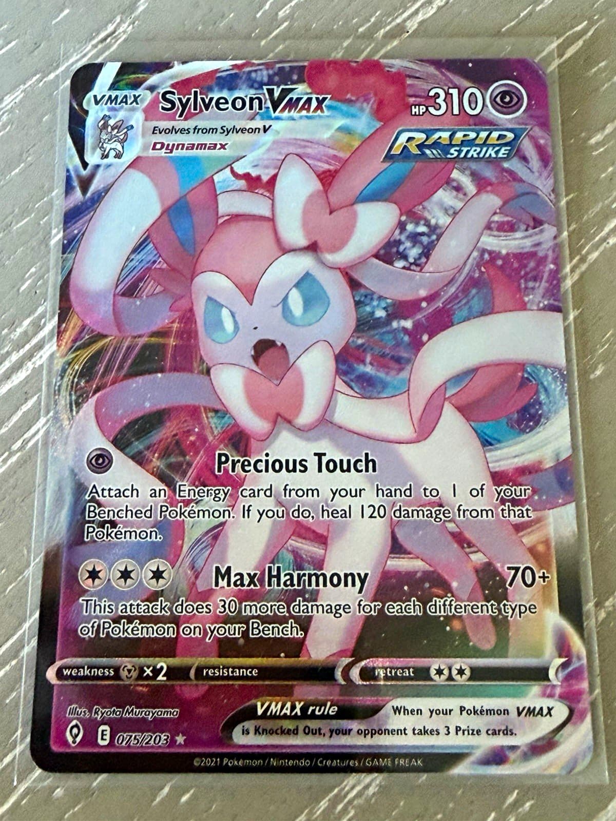 Sylveon VMAX 075/203 Evolving Skies Holo Pokemon TCG