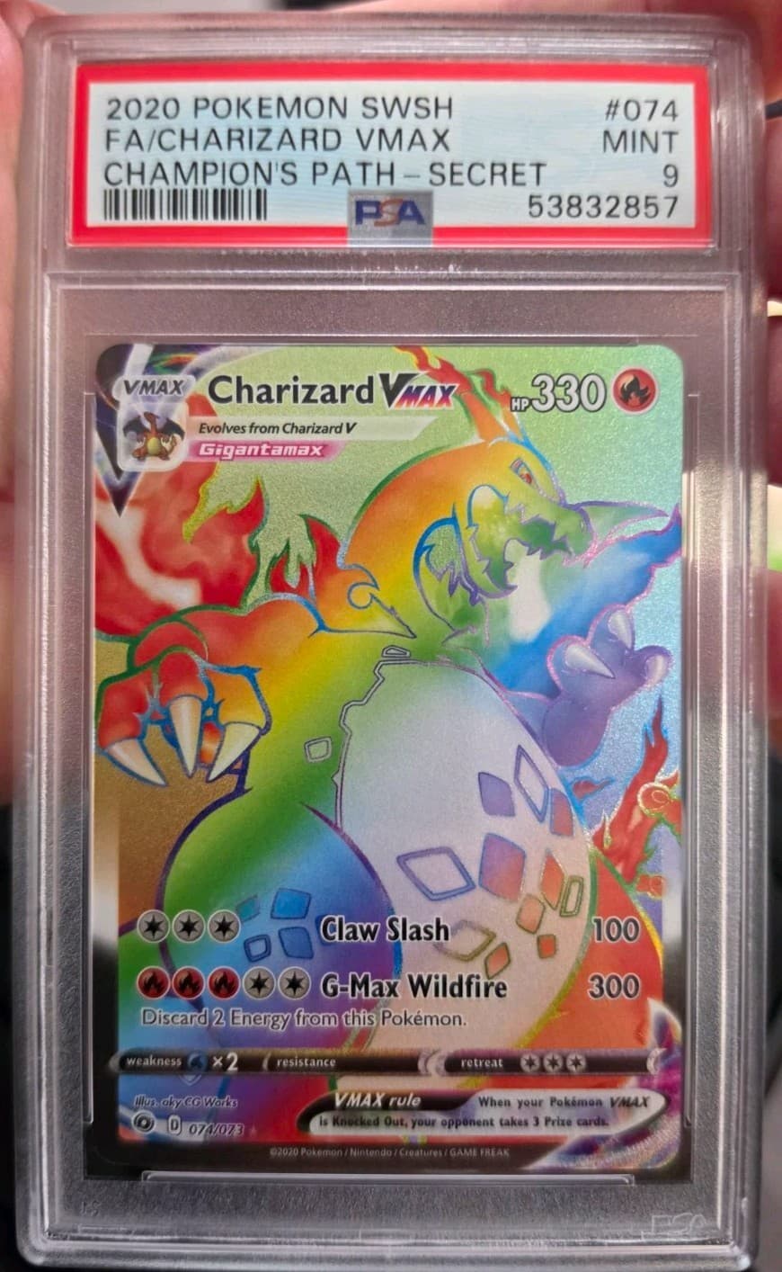 Charizard VMAX Champions Path Secret Rare Full Art Holo 074/073 2020 ENG PSA 9
