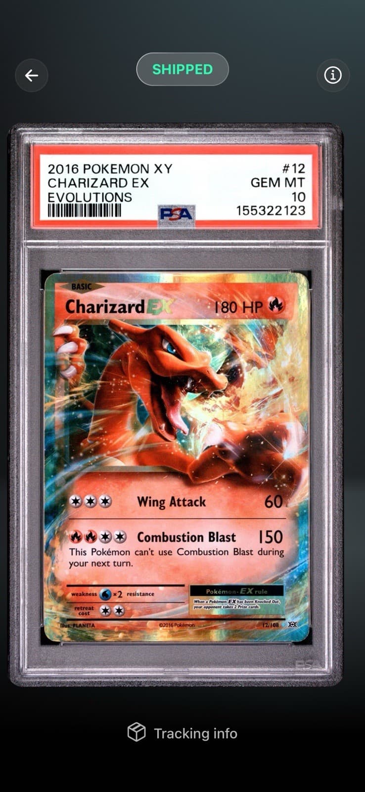 2016 Pokemon XY Evolutions Charizard EX 12/108 Holo Ultra Rare PSA 10