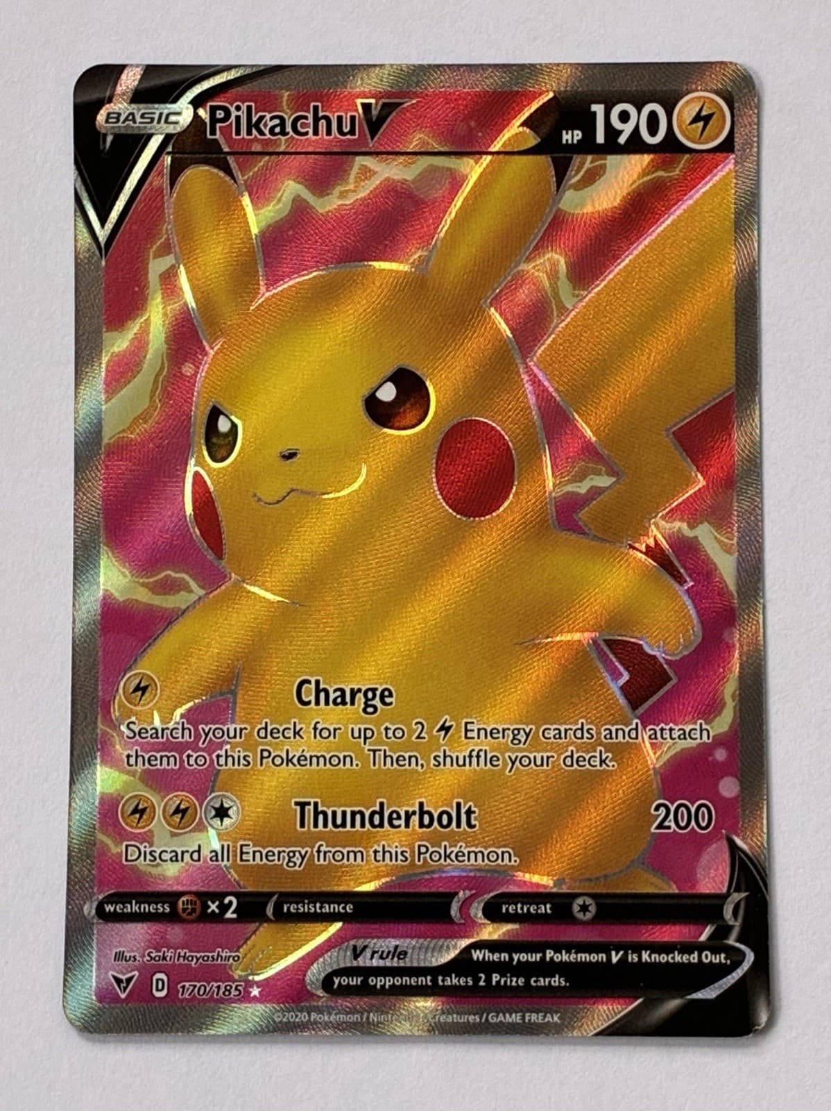 Pokemon Pikachu V Full Art 170/185 Vivid Voltage Ultra Rare Holo 190 HP NM