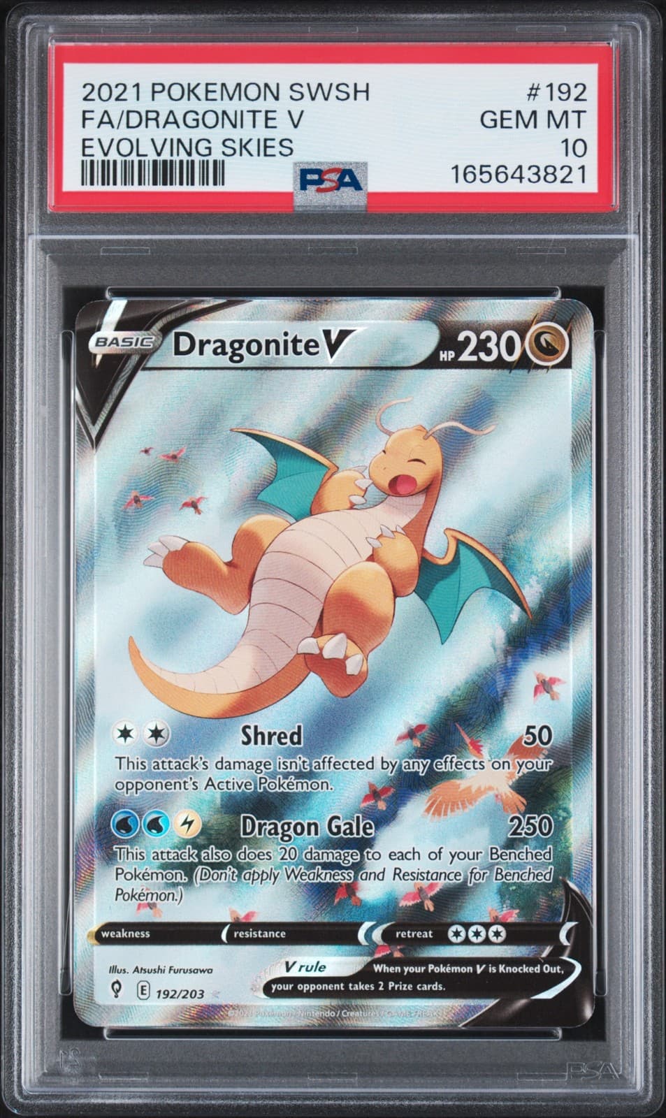 DRAGONITE V 192/203 EVOLVING SKIES POKEMON PSA 10