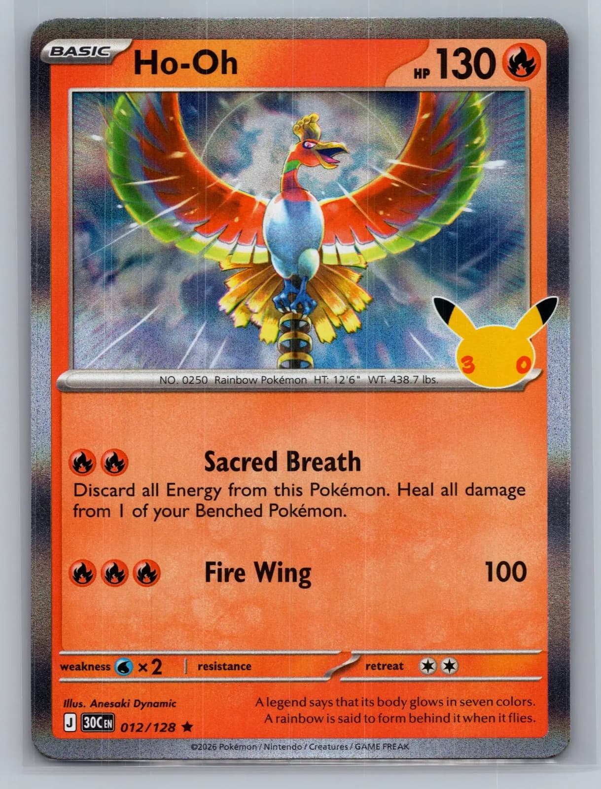 Ho-Oh #12/128 30th Celebration Pokemon TCG