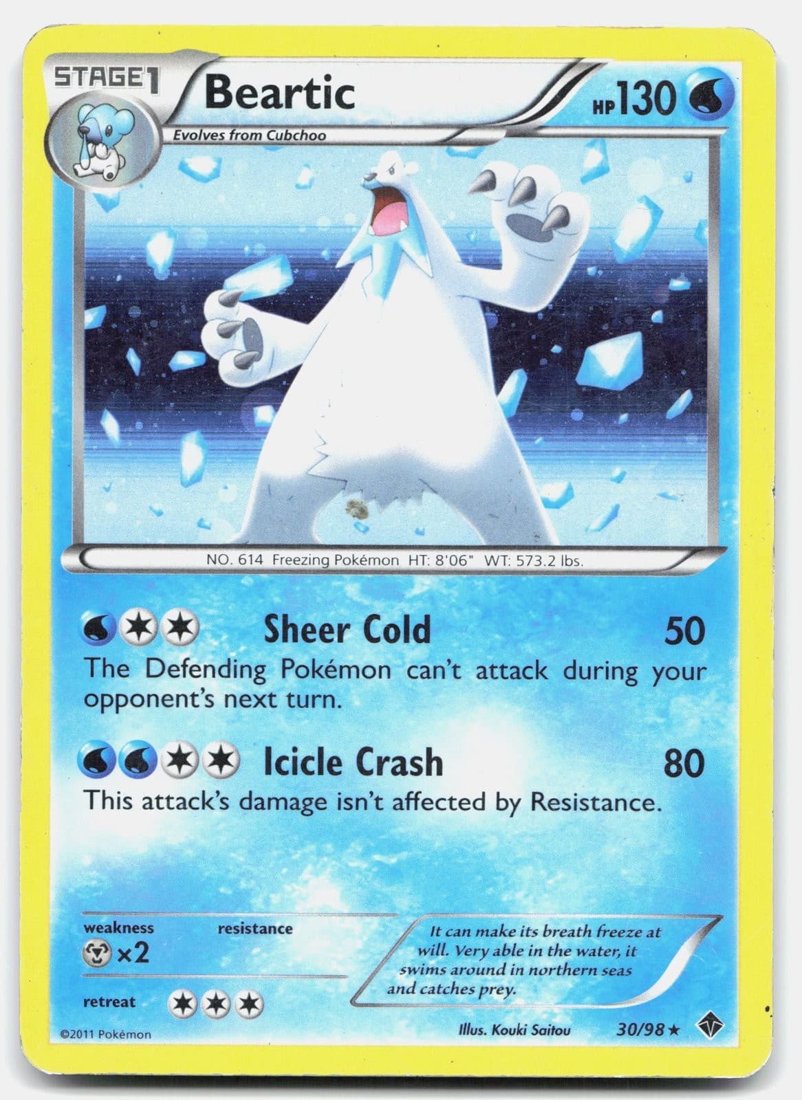 Pokemon Beartic 30/98 Emerging Powers Holo MP [LLT87F]
