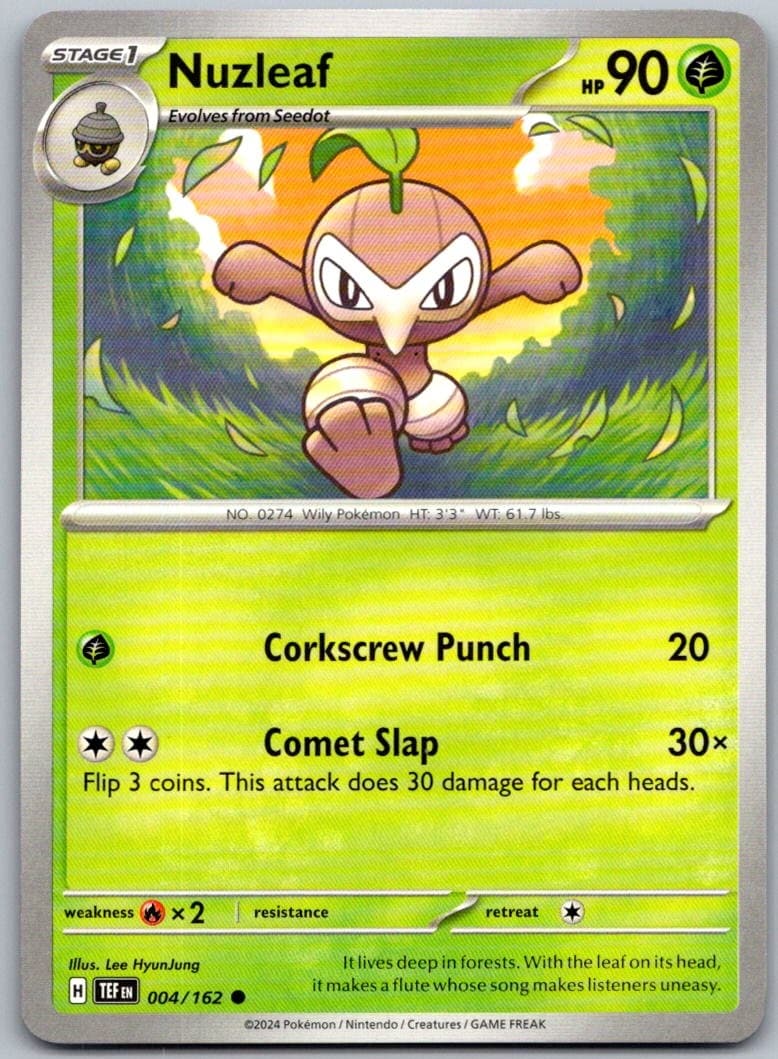 Nuzleaf Temporal Forces 004/162 Common PokéMon — English Near Mint