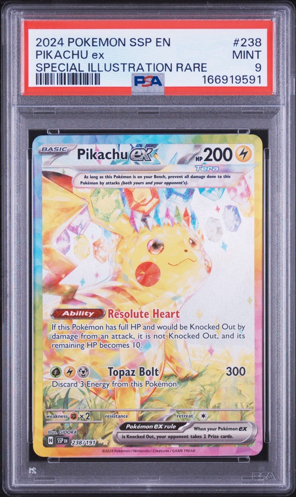 2024 Pokemon Surging Sparks Pikachu Ex #238/191 SIR PSA 9 MINT