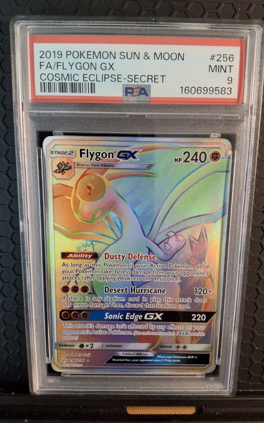 2019 Pokemon Sun & Moon #256  Fa/ Flygon Gx Cosmic Eclpse- Secret Psa 9