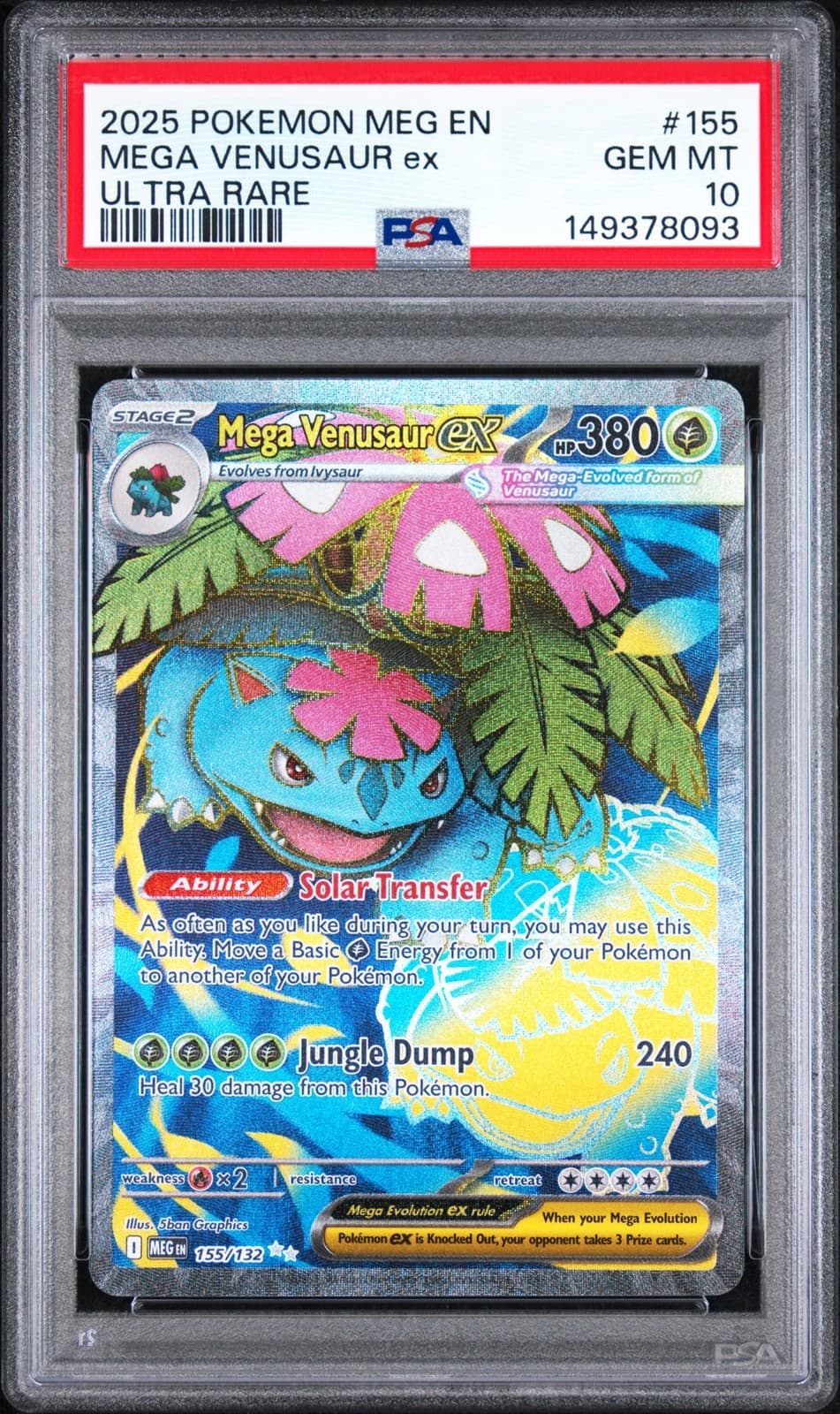 2025 POKEMON MEG EN-MEGA EVOLUTION ULTRA RARE #155 MEGA VENUSAUR EX PSA 10
