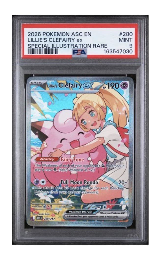 Pokémon TCG Lillie's Clefairy ex Me: Ascended Heroes 280/217 SIR Holo PSA 9