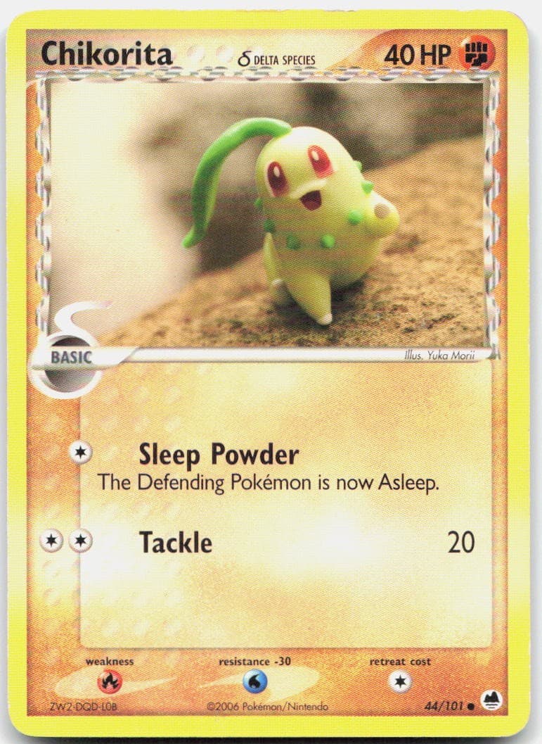 Chikorita 44/101 Common Dragon Frontiers Pokemon Moderately Played
