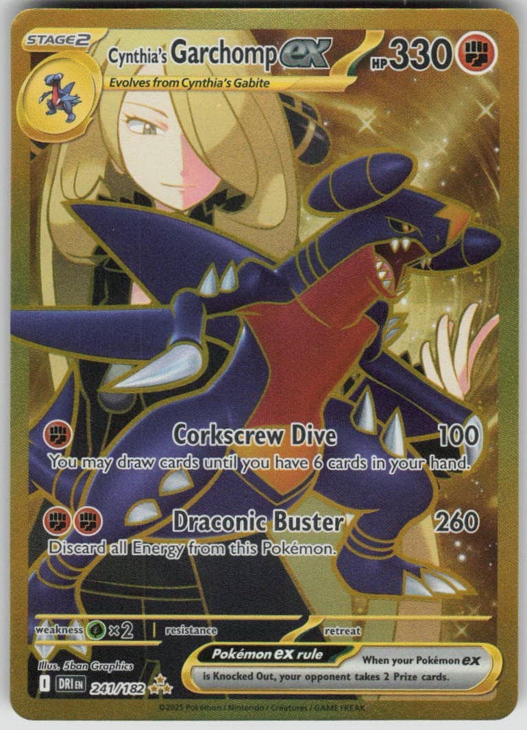 Pokemon Cynthia's Garchomp ex 241/182 Destined Rivals Holofoil Hyper Rare NM