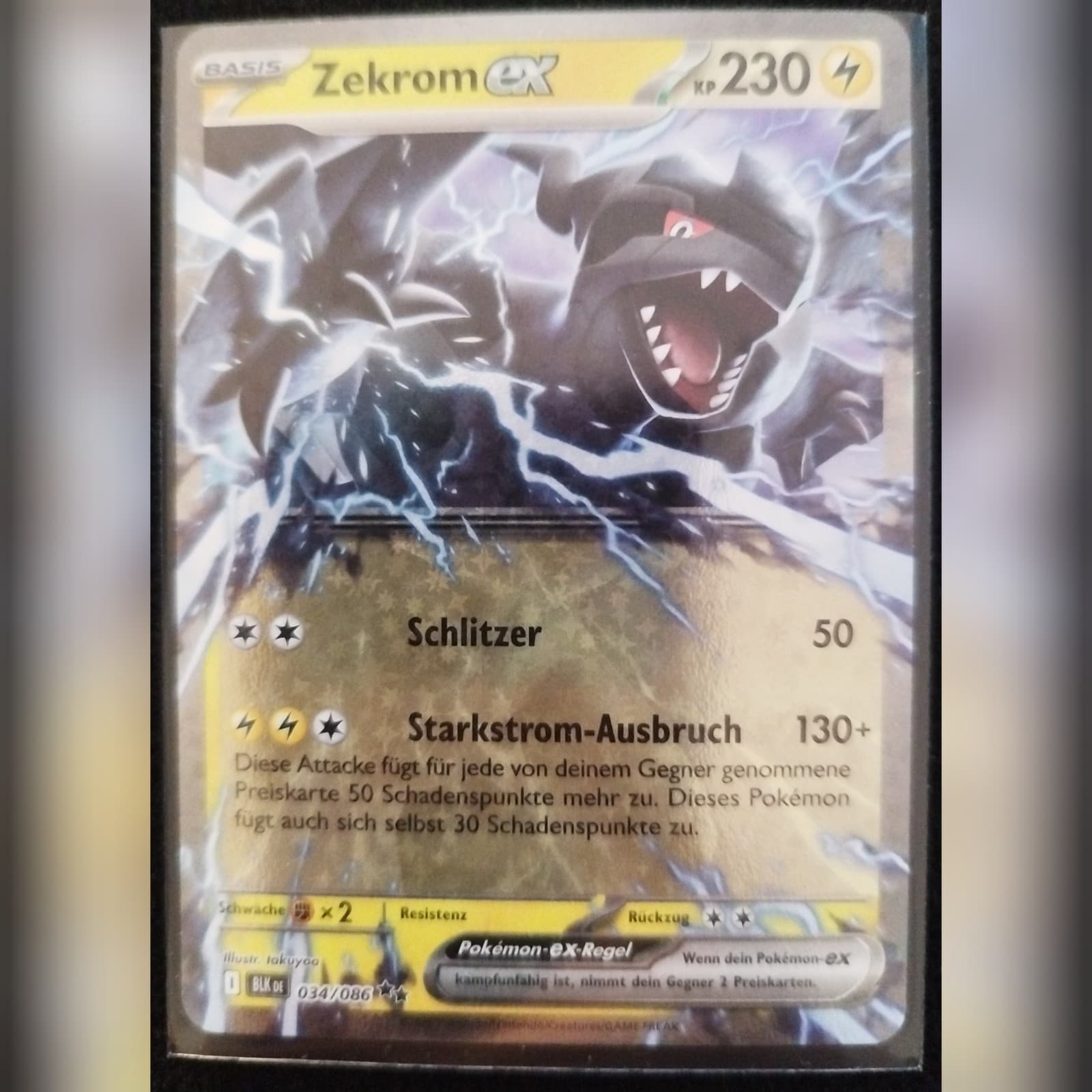 Pokemon Karte * Schwarze Blitze * Zekrom Ex * 34/86 * Deutsch * NM