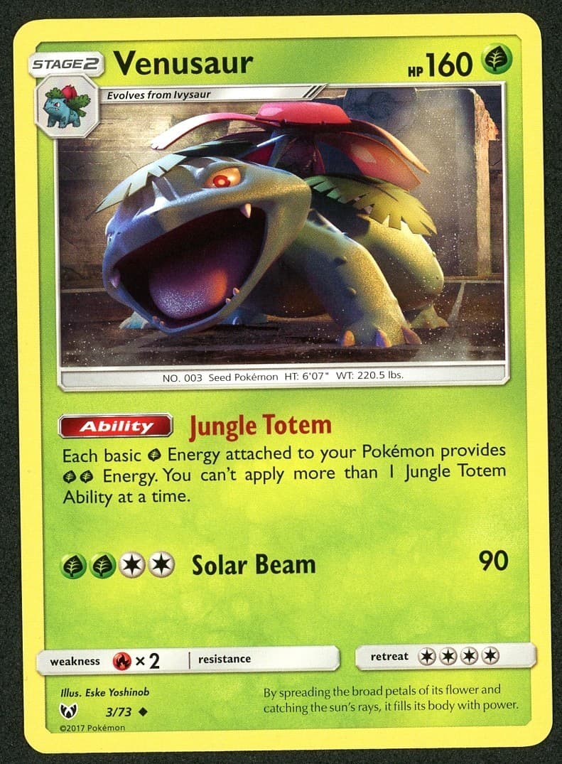 Pokemon Sun & Moon Shining Legends Venusaur 3/73 Lightly Played Non Holo