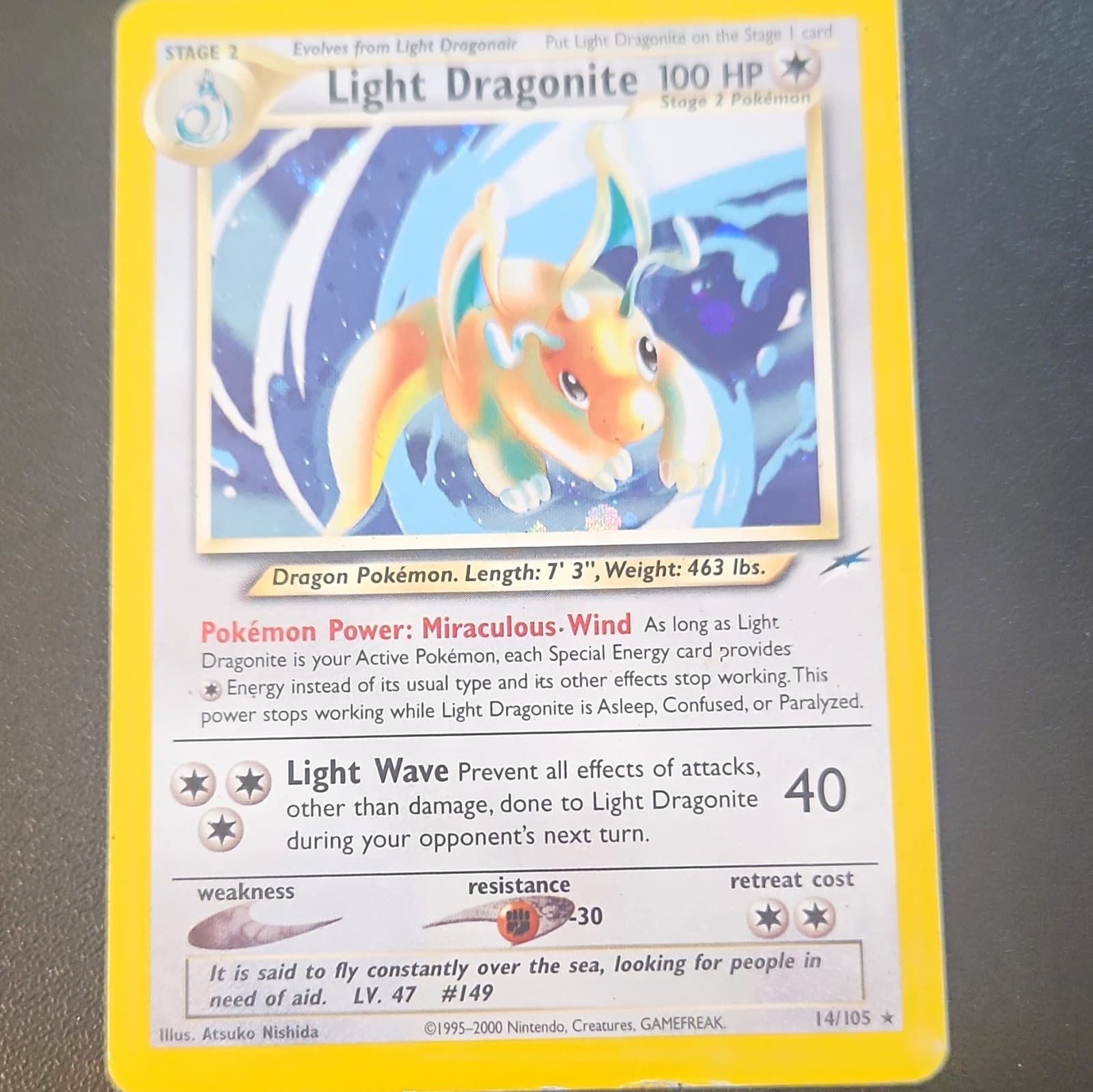 Nintendo Pokemon TCG Light Dragonite 14/105 Neo Destiny Holo Rare 2000