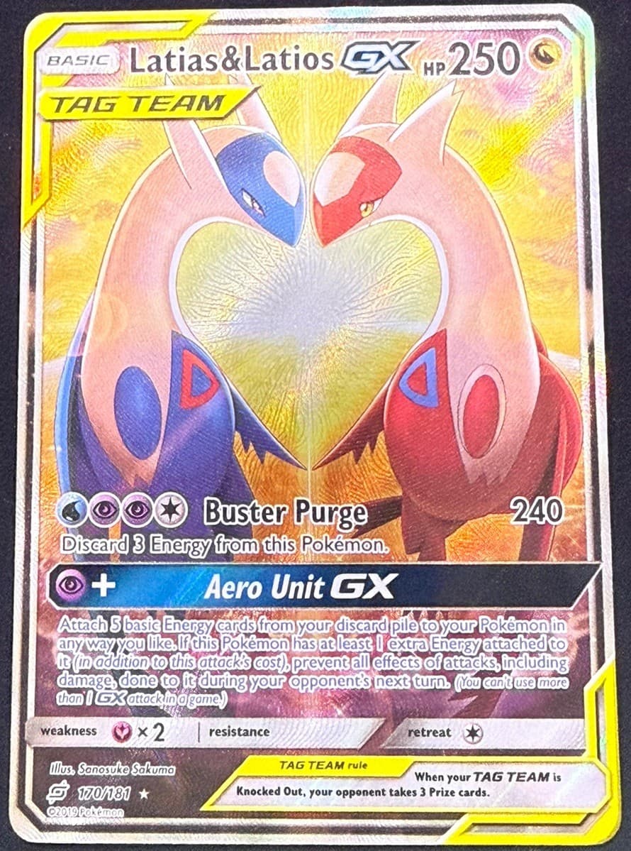 2019 Pokemon Latias & Latios GX 170/181 English Full Art Tag Team CENTERED