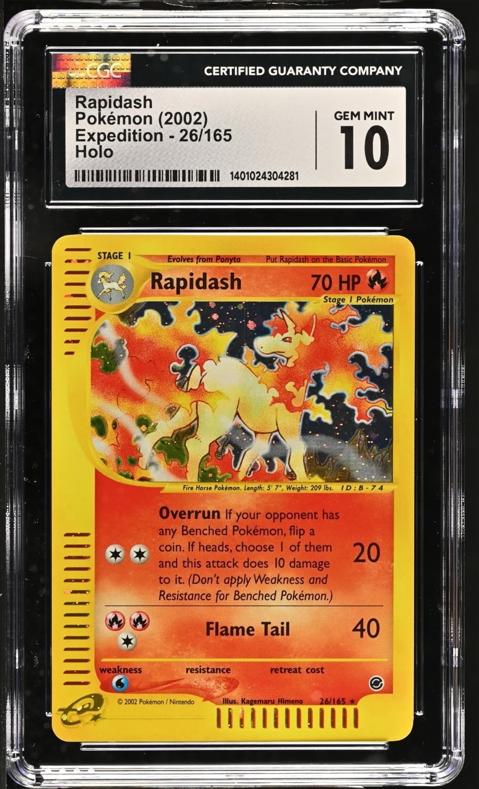Pokémon Rapidash 2002 Expedition 26/165 Holo CGC 10