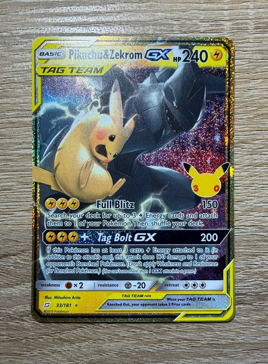 Pikachu & Zekrom GX 33/181 30th Celebration Classic Collection Holo Pokemon NM