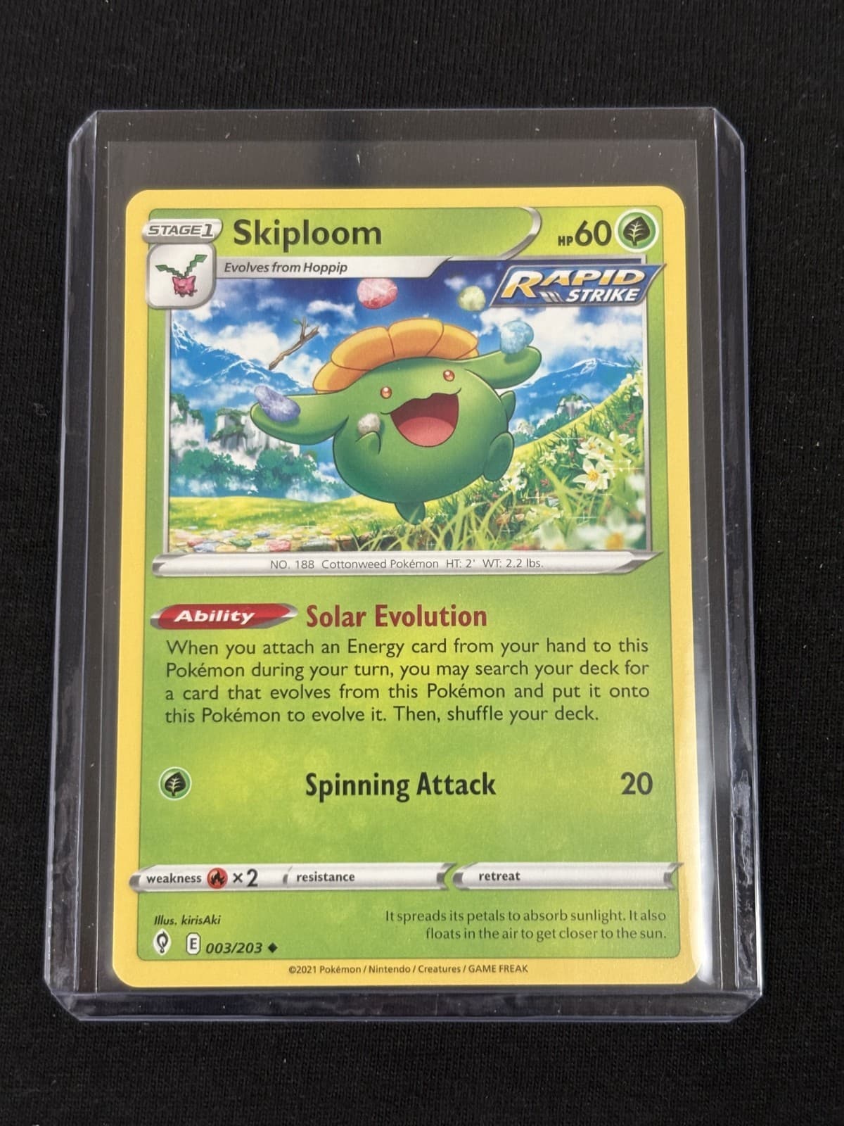 2021 POKEMON CARD 003/203 SKIPLOOM RAPID ST SWORD & SHIELD EVOLVING SKIES TCG FS