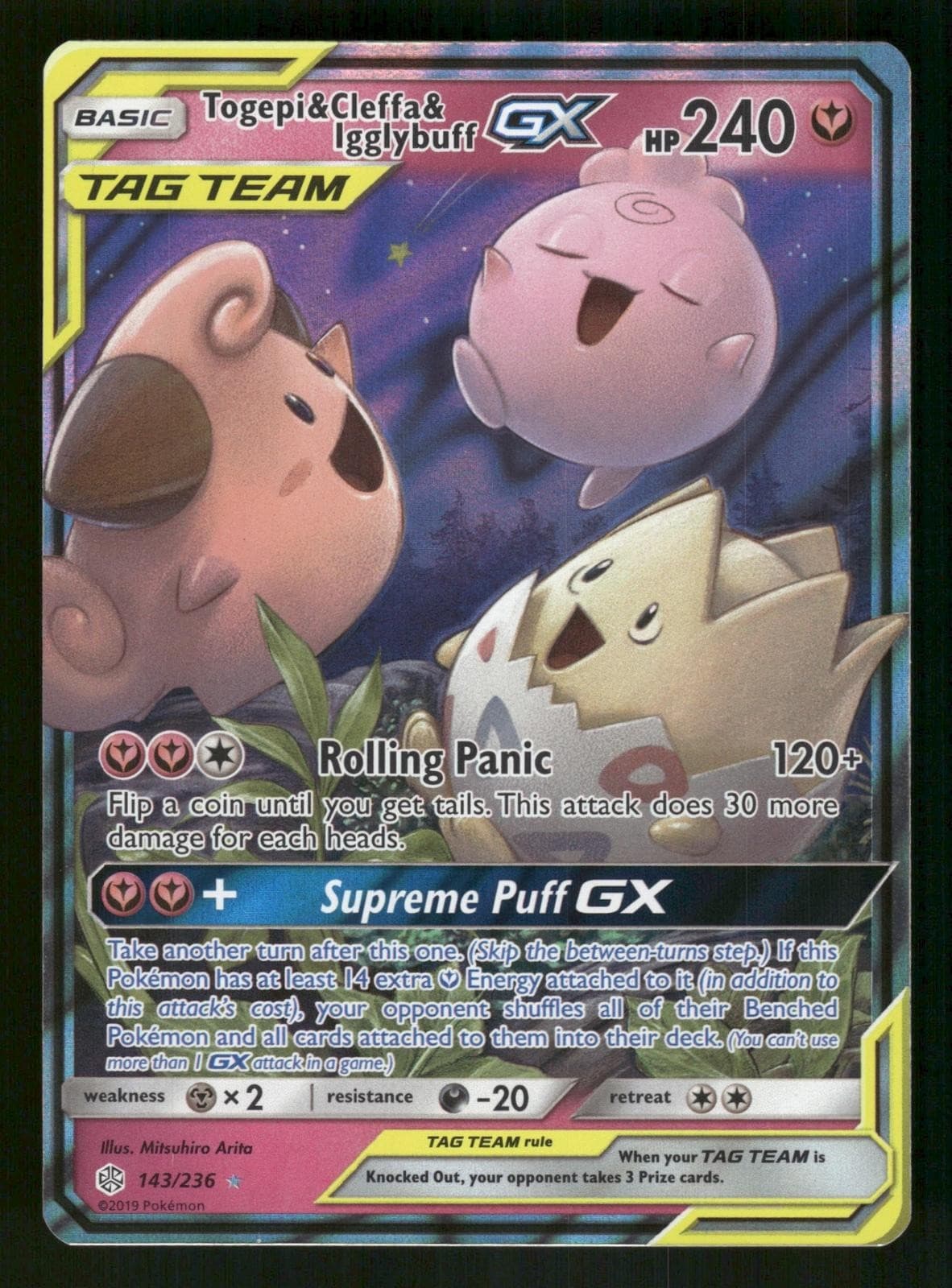 Togepi & Cleffa & Igglybuff GX 143/236 Holo Pokemon SM - Cosmic Eclipse