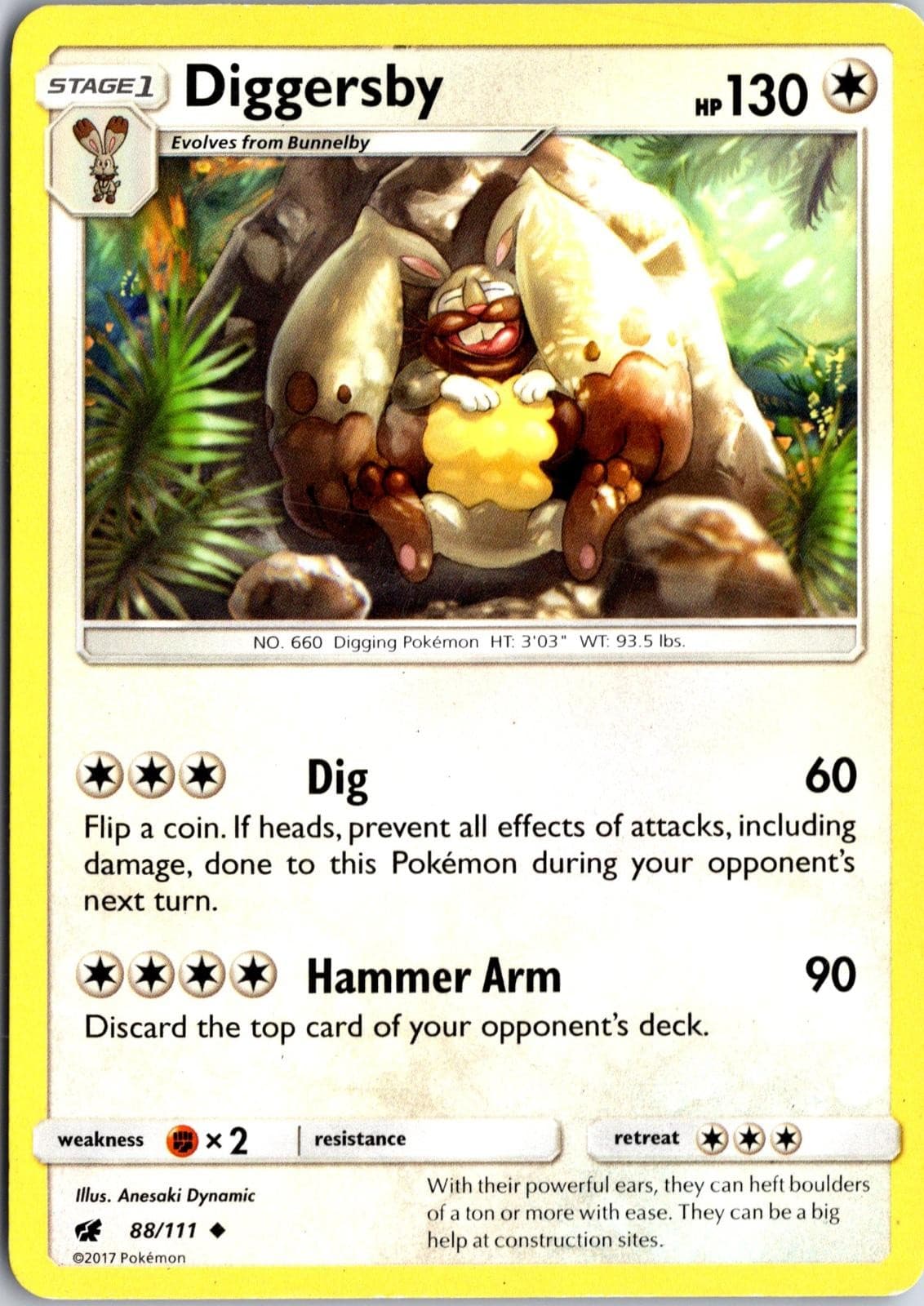 Diggersby 88/111 Uncommon Crimson Invasion Pokemon Moderately Played