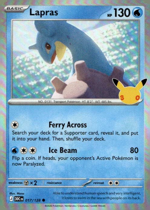 Lapras 017/128 ME 30th Celebration Holo C NM English Pokémon
