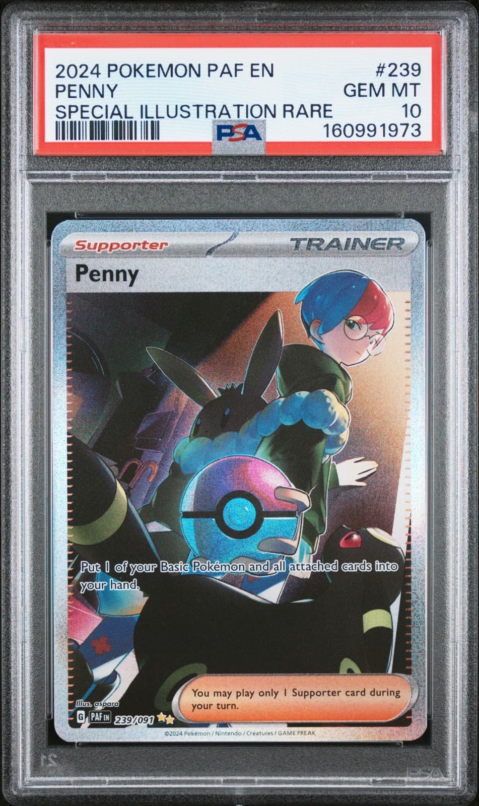 Pokemon Penny Paf En-paldean Fates 239/091 Special Illustration Rare PSA 10