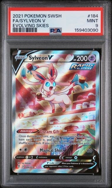 Sylveon V (Alternate Full Art) 184/203 SWSH07: Evolving Skies Holo GRADED PSA 9