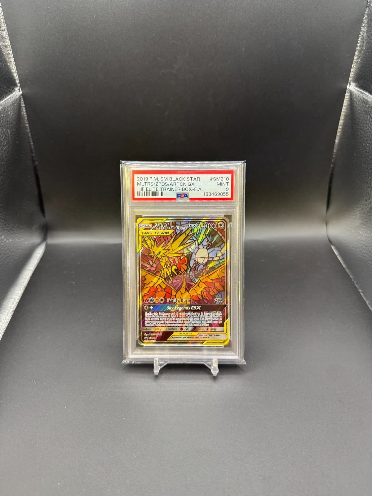 PSA 9 Moltres Zapdos Articuno GX SM210 Hidden Fates ETB Promo Full Art Pokemon