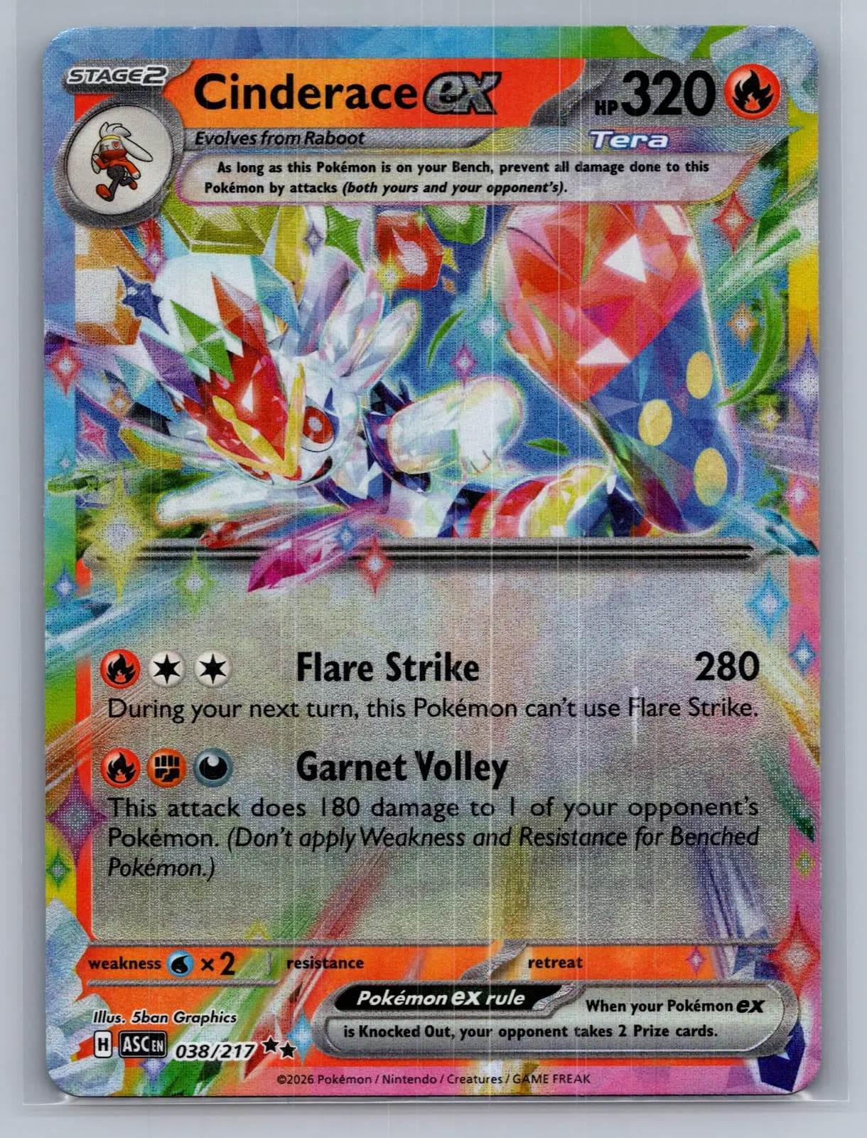 Cinderace EX #38/217 2026 Mega Evolution – Ascended Heroes Pokemon TCG