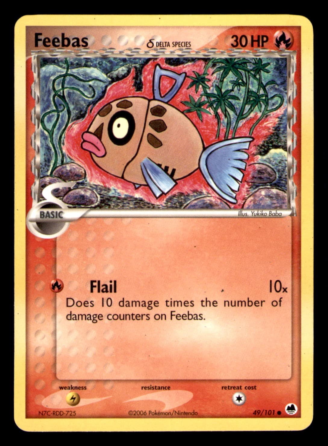 Feebas 49/101 Common Dragon Frontiers Pokemon Lightly Played