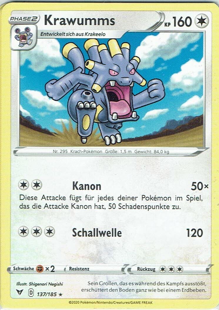 Pokemon Karte Schwert&Schild Farbenschock 137/185 Krawumms