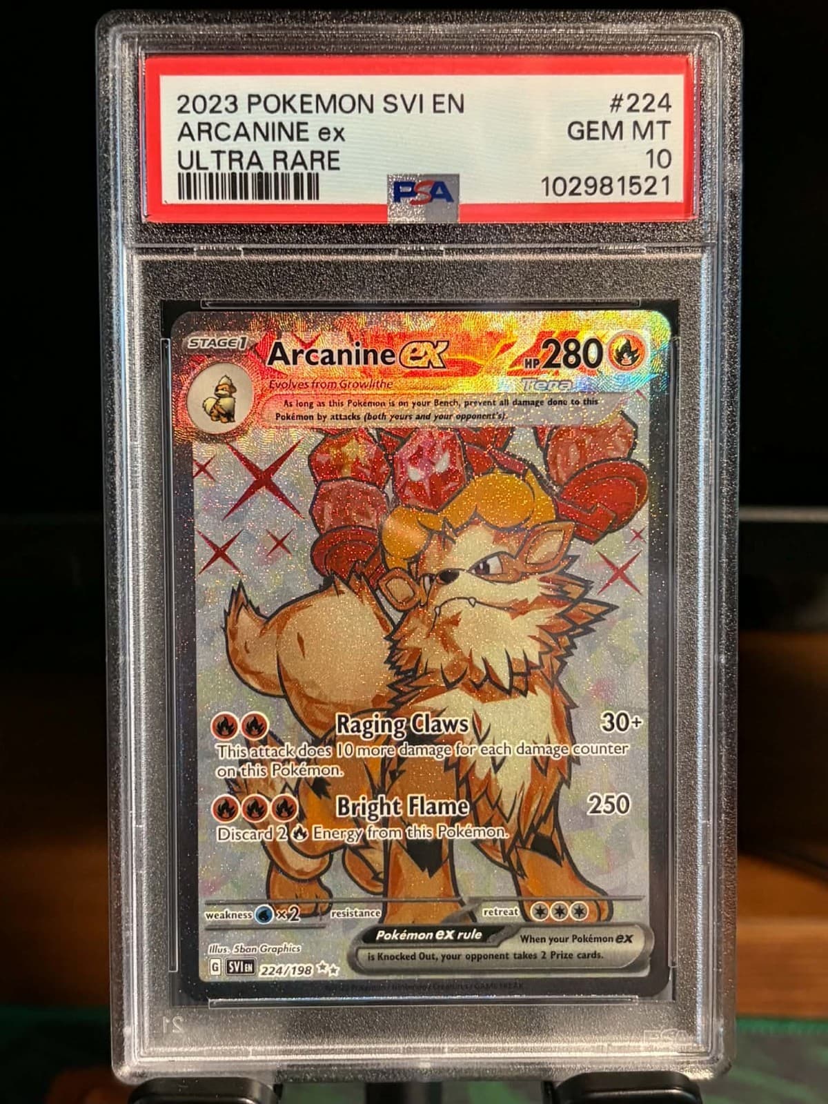 2023 Pokemon SV Arcanine ex Ultra Rare #224/198 PSA 10 GEM MINT