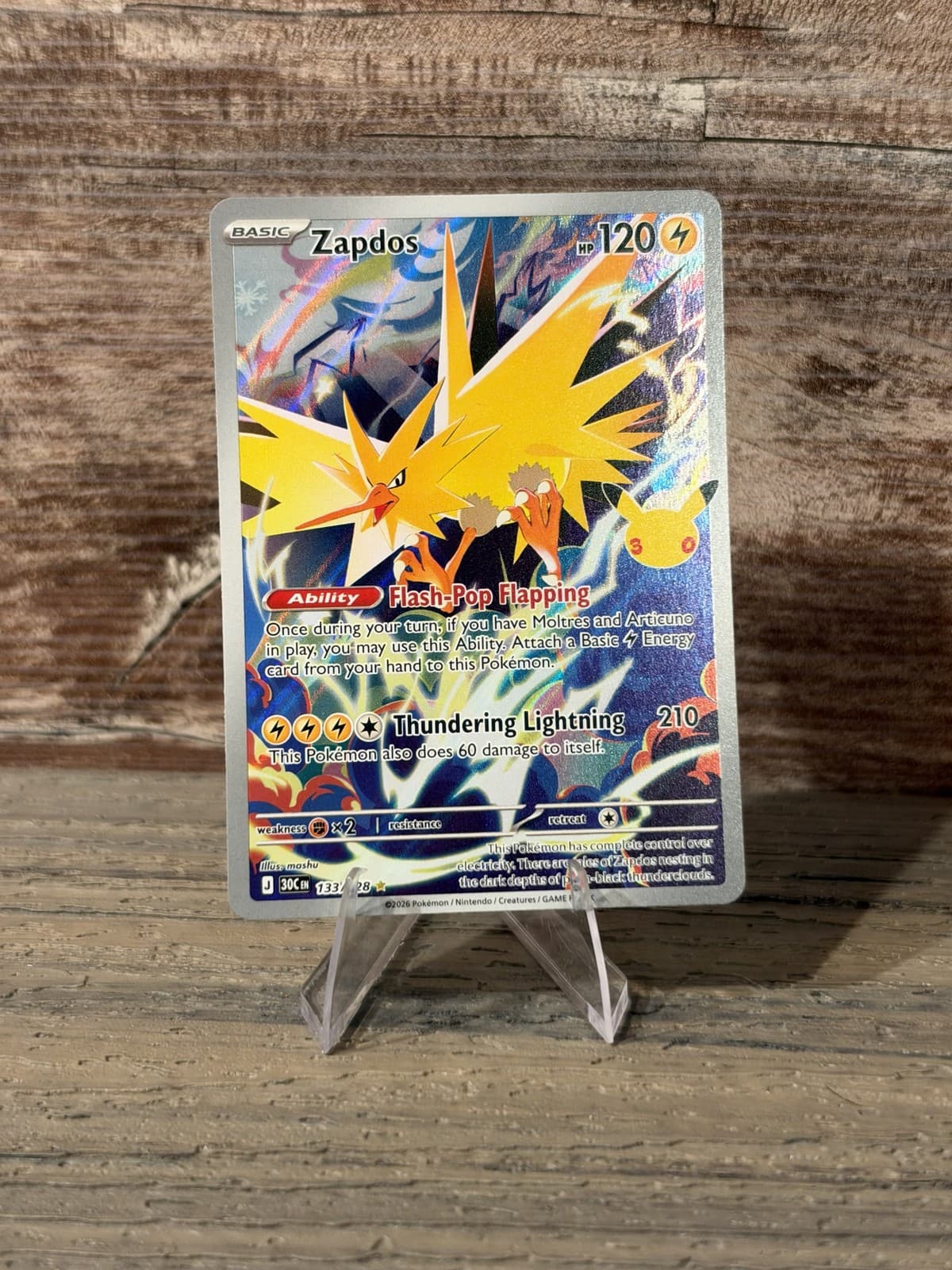 Zapdos 133/128 30th Celebration Illustration Rare Pokemon TCG NM
