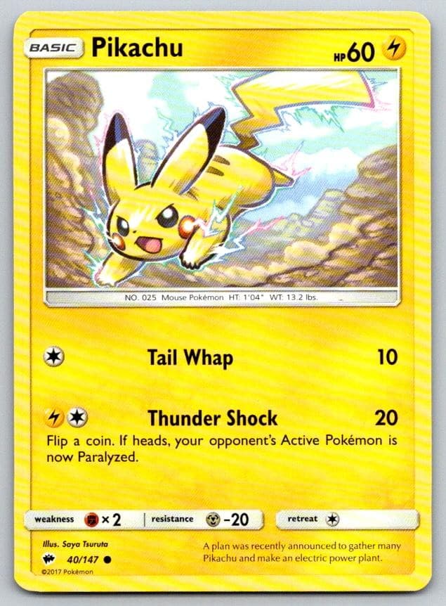 Pikachu Burning Shadows 40/147 Pokemon Card NM