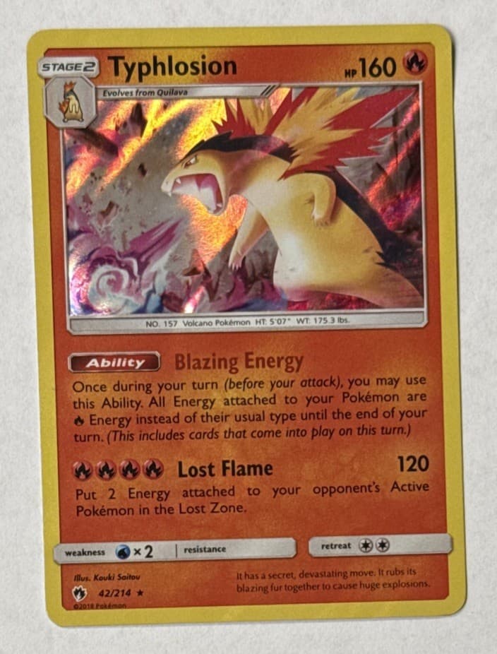 2018 Pokemon TCG Typhlosion Holo Rare Lost Thunder 42/214 Ungraded