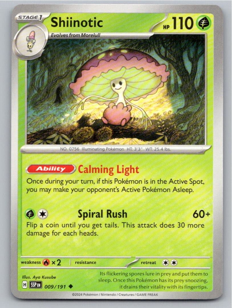 2024 POKEMON SHIINOTIC SURGING SPARKS 009/191 UNCOMMON NM A38813 FREE S&H