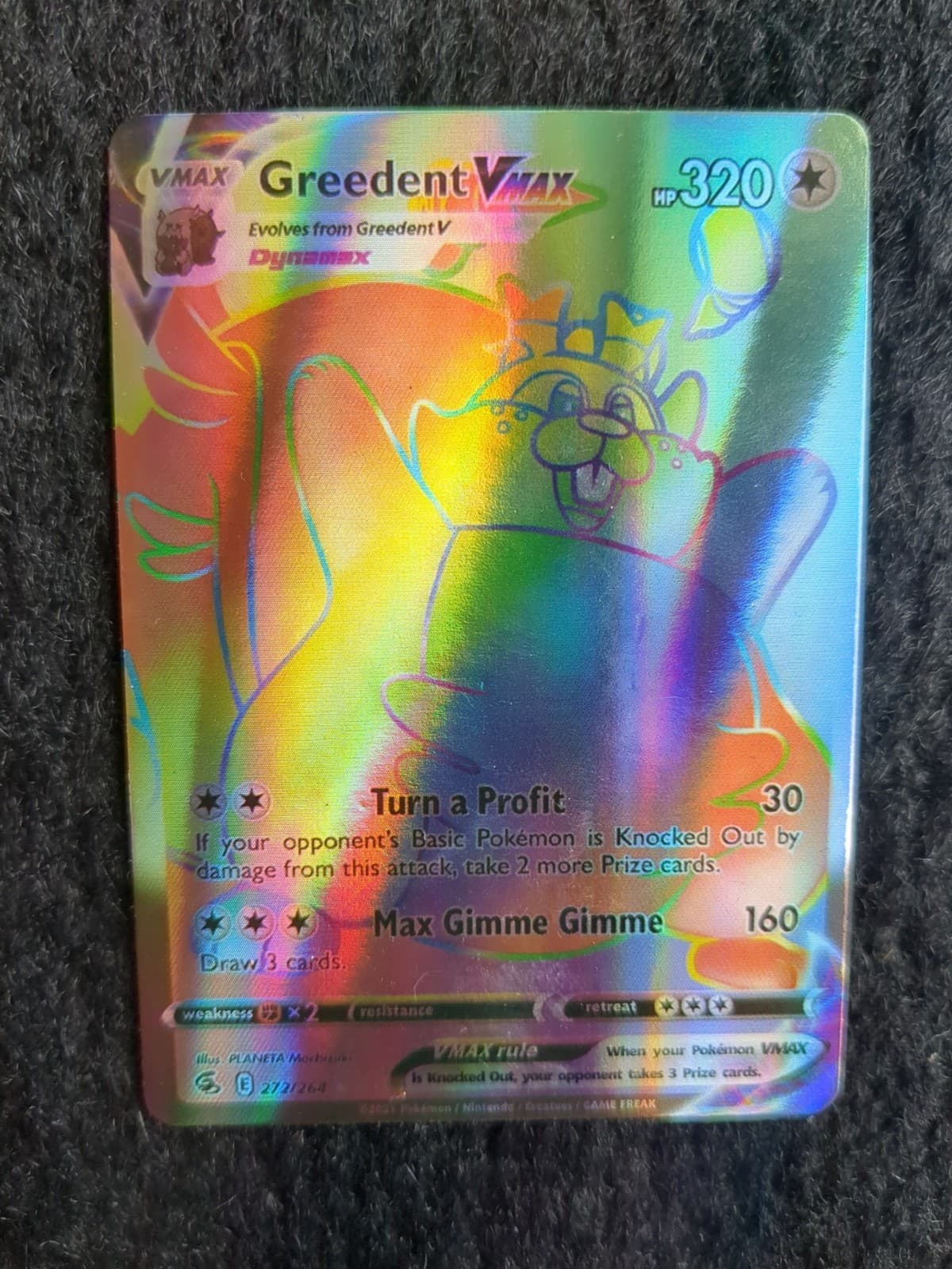 Pokémon Fusionsangriff Schlaraffel VMAX 272/264  Rainbow Karte TCG