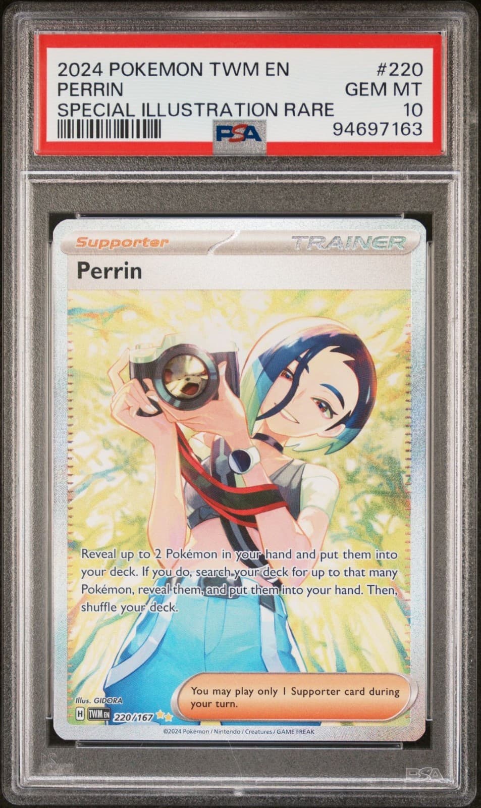 PSA 10 Pokemon Perrin 220/167 Sv06: Twilight Masquerade SIR GEM MINT