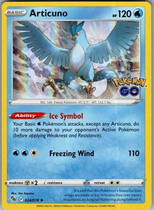 POKEMON GO ARTICUNO 024/078 R POKEMON HOLO NM