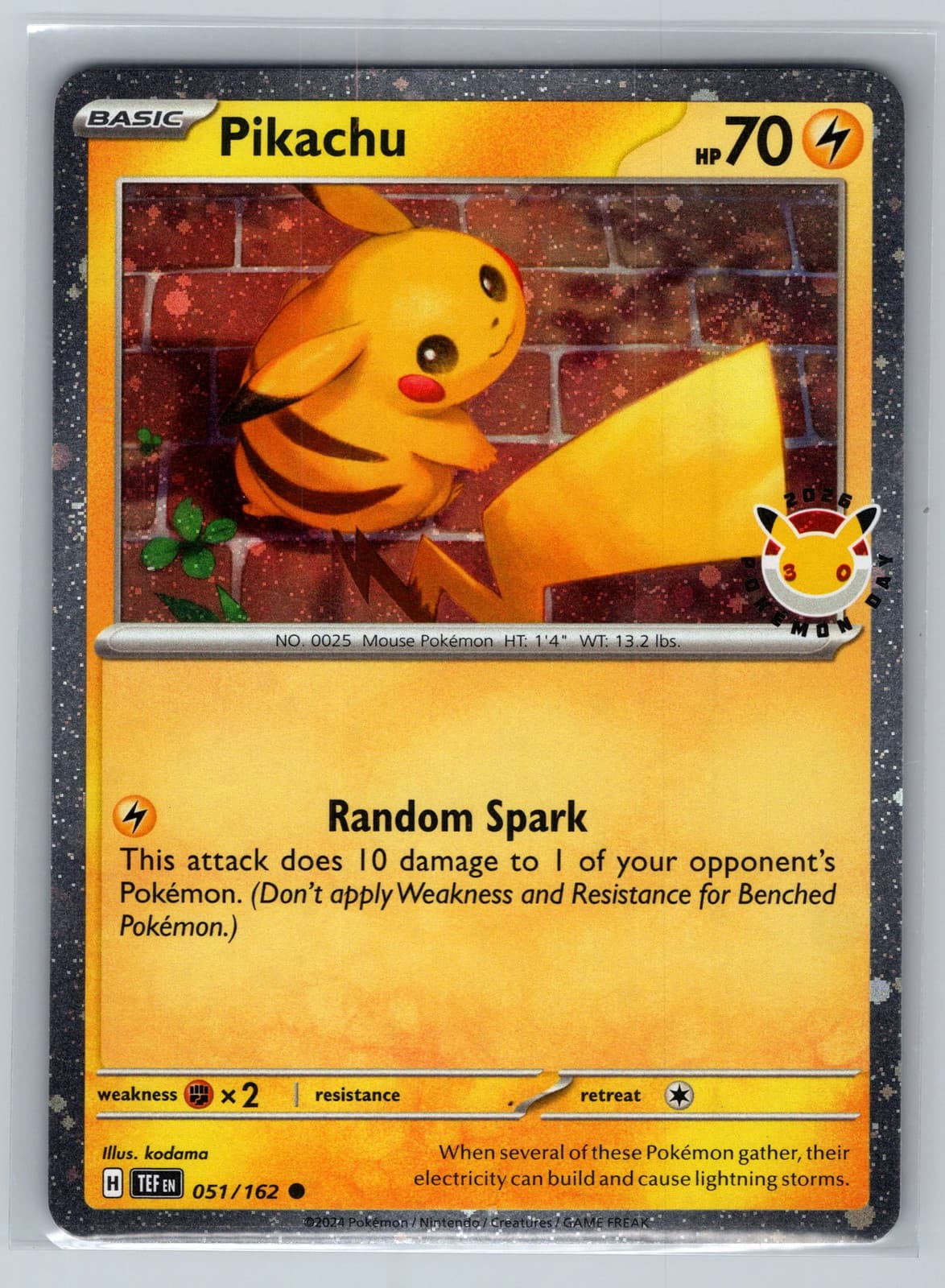 Pikachu #51/162 2024 Temporal Forces Pokemon TCG