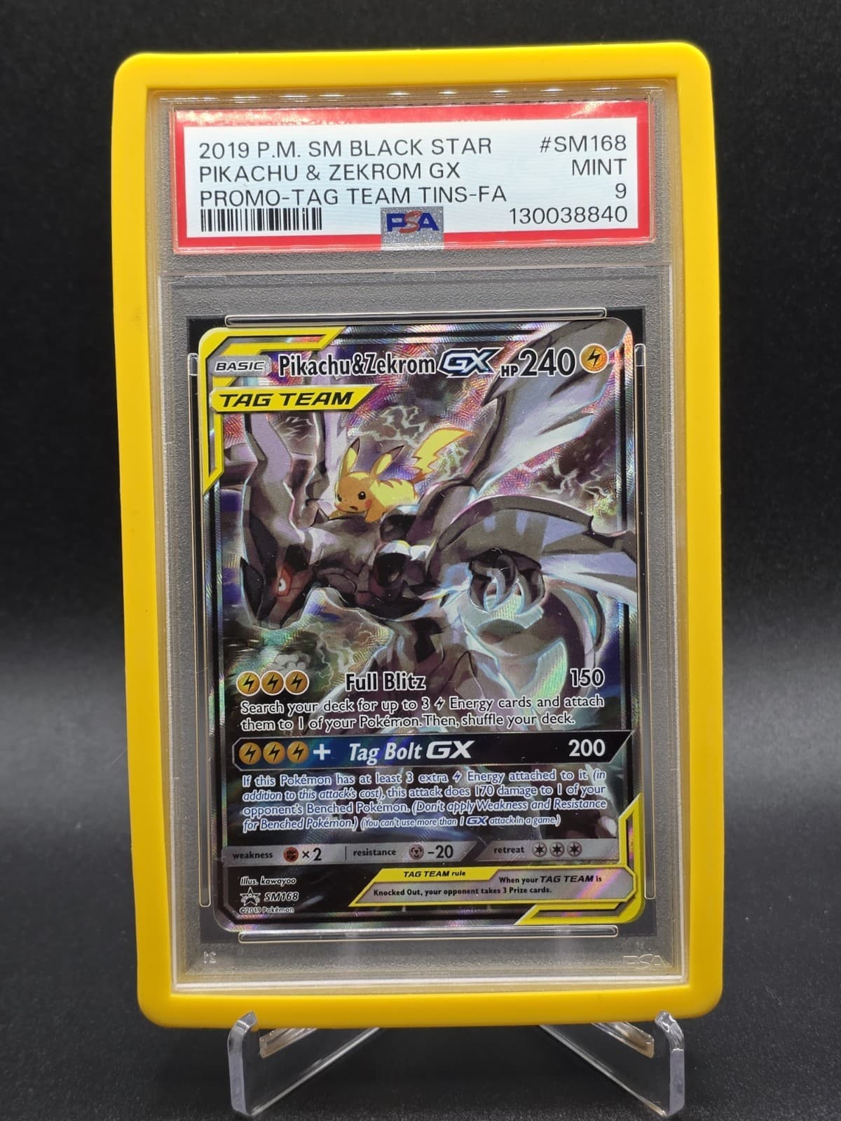 MINT PSA 9 - Pikachu & Zekrom GX - SM168 Black Star Promo Card