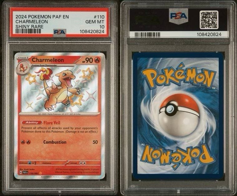 Pokemon TCG 2024 Charmeleon SV: Paldean Fates 110/091 Shiny Rare Holo PSA 10