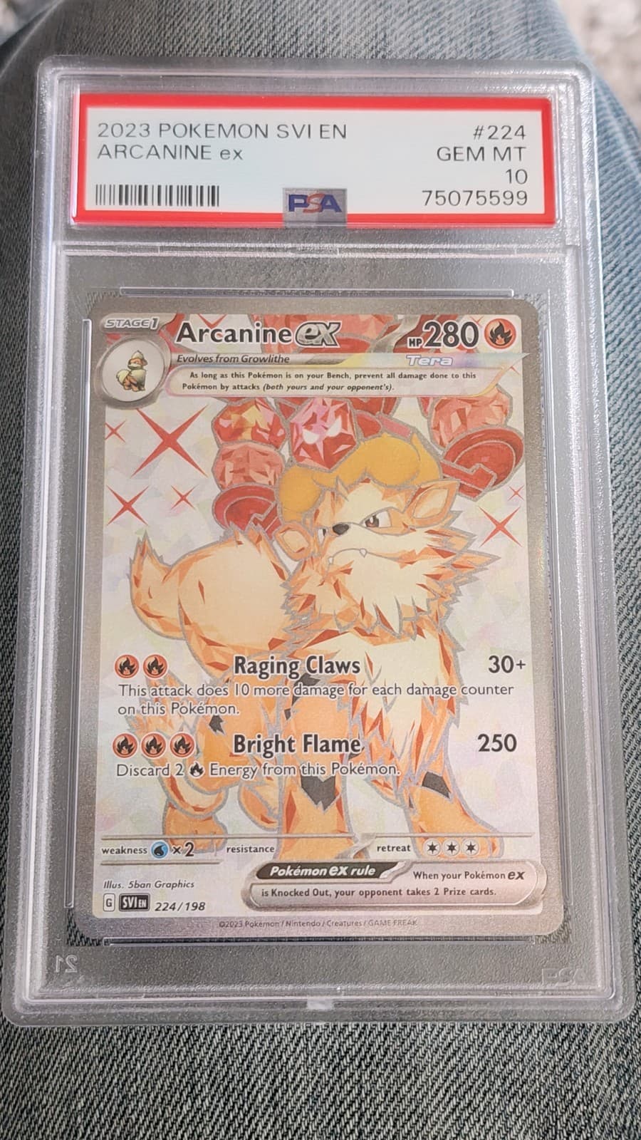 Pokemon 2023 SV01 Scarlet & Violet Arcanine ex 224/198 Ultra Rare Holo PSA 10