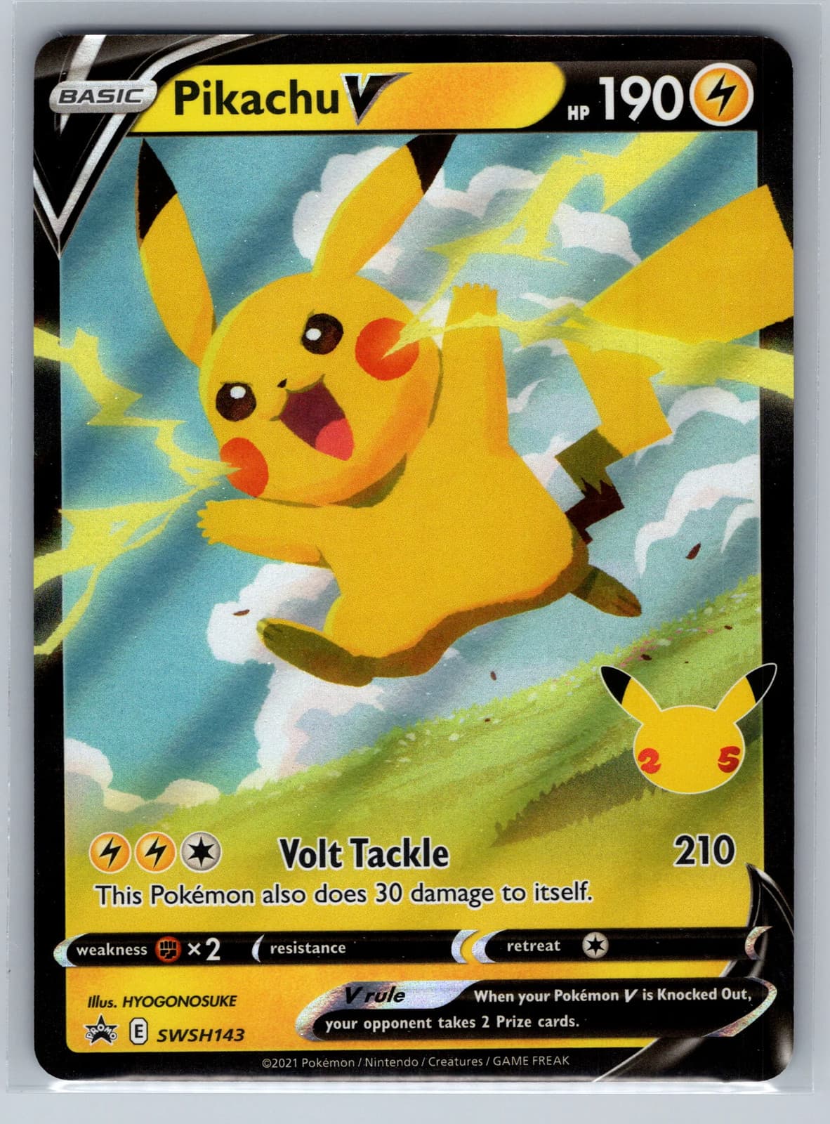 Pokemon 2021 Celebrations Pikachu V #SWSH143 Black Star Promo — photo 1 of 2