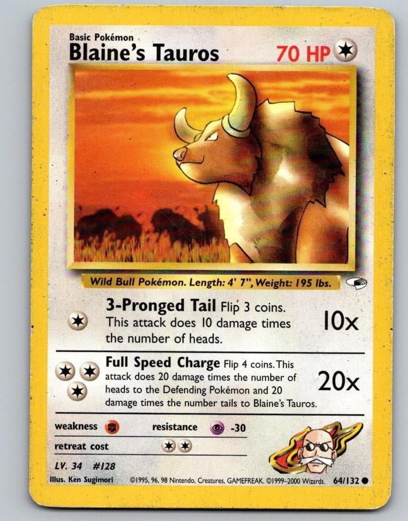 Pokemon TCG Gym Heroes - Blaine's Tauros 64/132 Common HP
