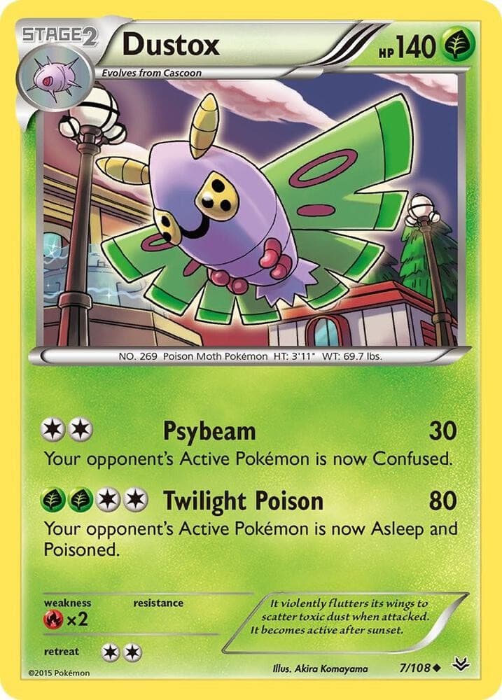 Dustox 7 #7/108 Xy - Roaring Skies Uncommon Pokemon TCG LP